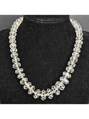 Vintage Crystal Glass Graduated 15" Choker Necklace Amazing Piece